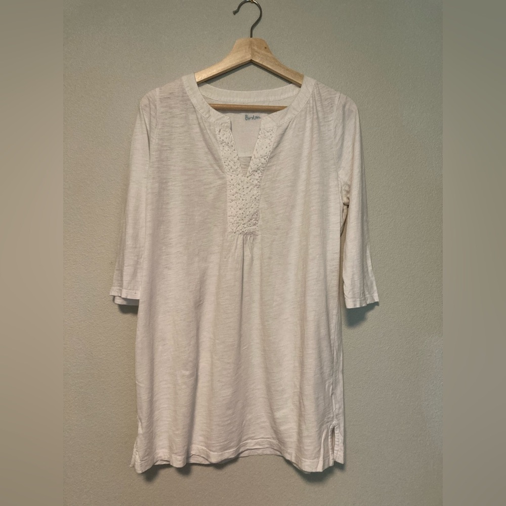 Boden white cotton embroidered tunic/coverup - US size 10/UK 14